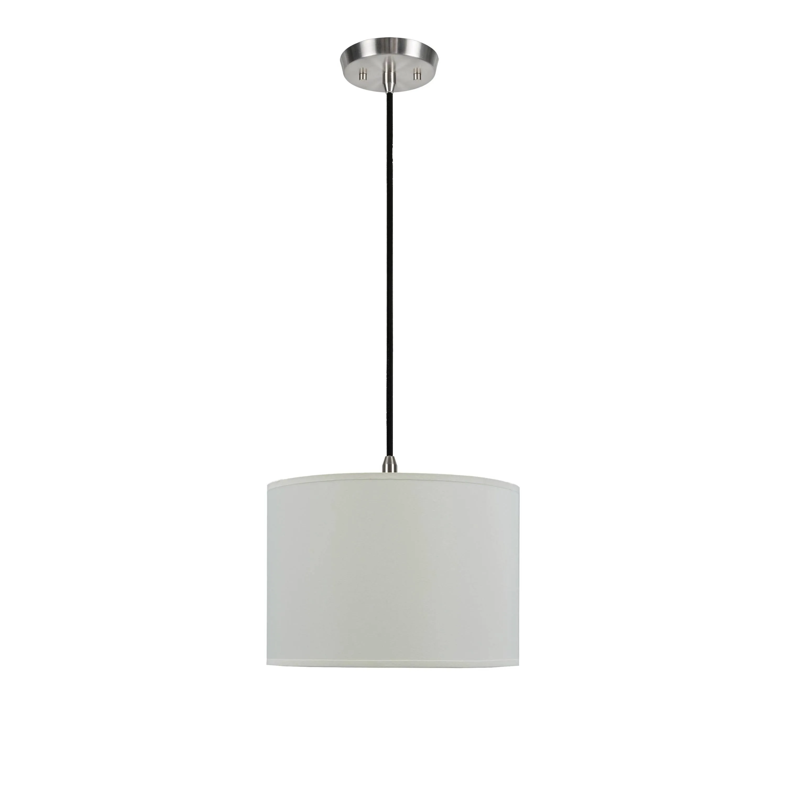 # 71012  One-Light Hanging Pendant Ceiling Light with Transitional Hardback Fabric Lamp Shade, Off White Rayon, 14" W