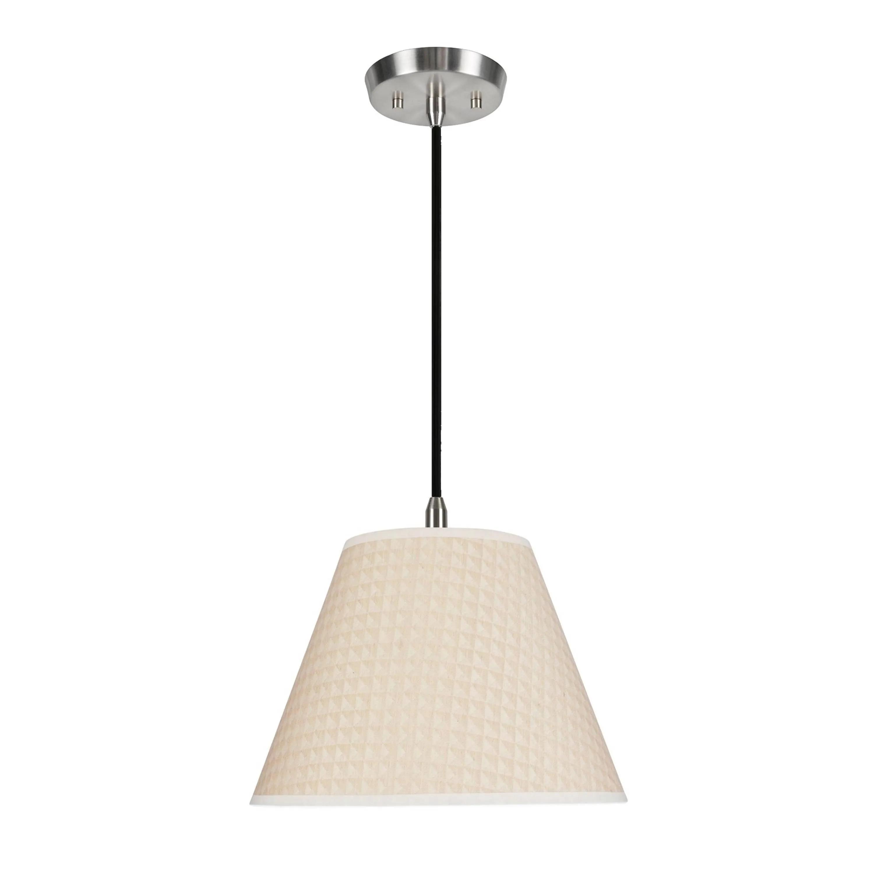 # 72008 One-Light Hanging Pendant Ceiling Light with Transitional Hardback Fabric Lamp Shade, Gold with Design, 12" W