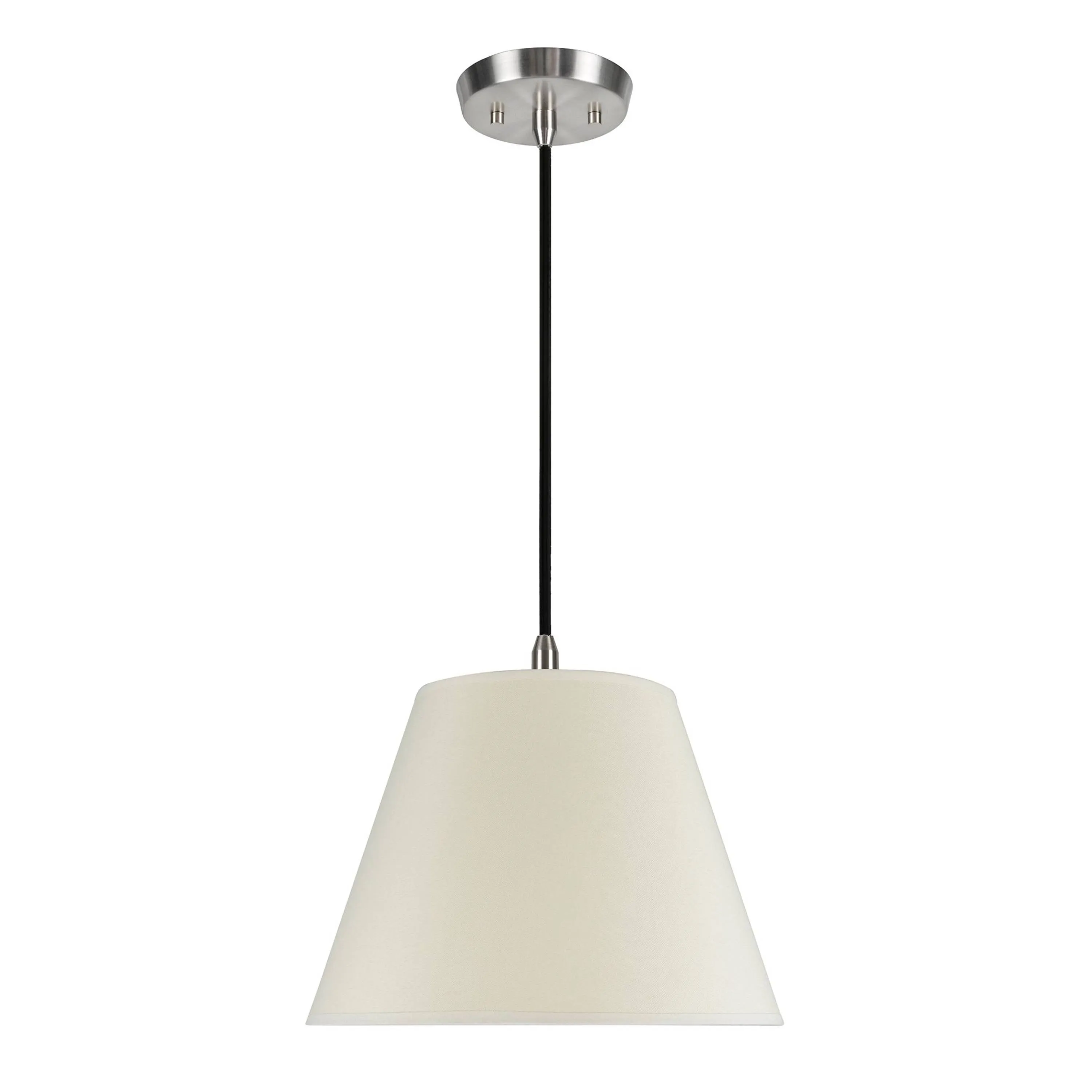 # 72009 One-Light Hanging Pendant Ceiling Light with Transitional Hardback Fabric Lamp Shade, Ivory Tetoron Cotton, 13" W
