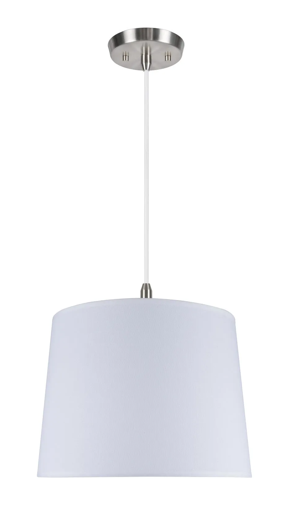 # 72020 Two-Light Hanging Pendant Ceiling Light with Transitional Hardback Fabric Lamp Shade, in a White Linen, 16" W
