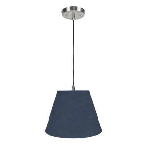 # 72182  One-Light Hanging Pendant Ceiling Light with Transitional Hardback Fabric Lamp Shade, Washed Blue Denim, 13" W
