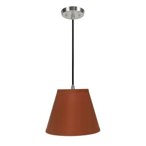 # 72184-11 One-Light Hanging Pendant Ceiling Light with Transitional Hardback Empire Fabric Lamp Shade, Burnt Orange, 13" width