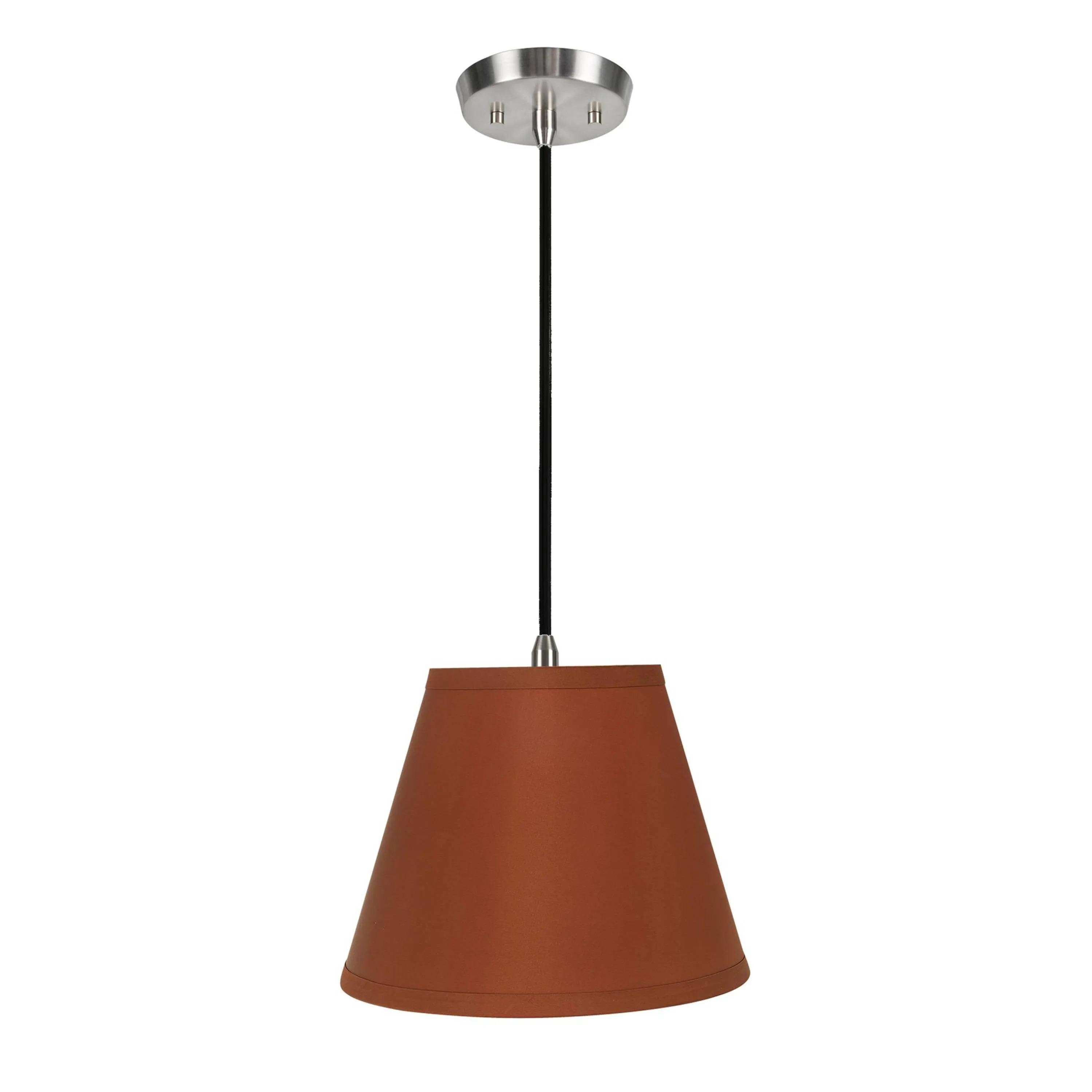 # 72184-11 One-Light Hanging Pendant Ceiling Light with Transitional Hardback Empire Fabric Lamp Shade, Burnt Orange, 13" width