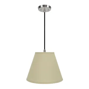 # 72289-11 One-Light Hanging Pendant Ceiling Light with Transitional Hardback Empire Fabric Lamp Shade, Beige, 14" width
