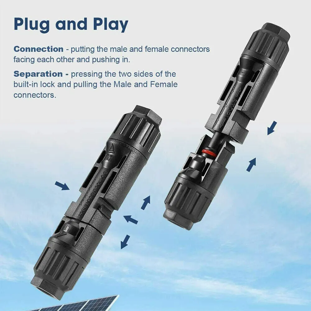 10 Pairs Solar Panel Connectors | 30A Line Plug Socket | Male & Female | IP67 PV Cable