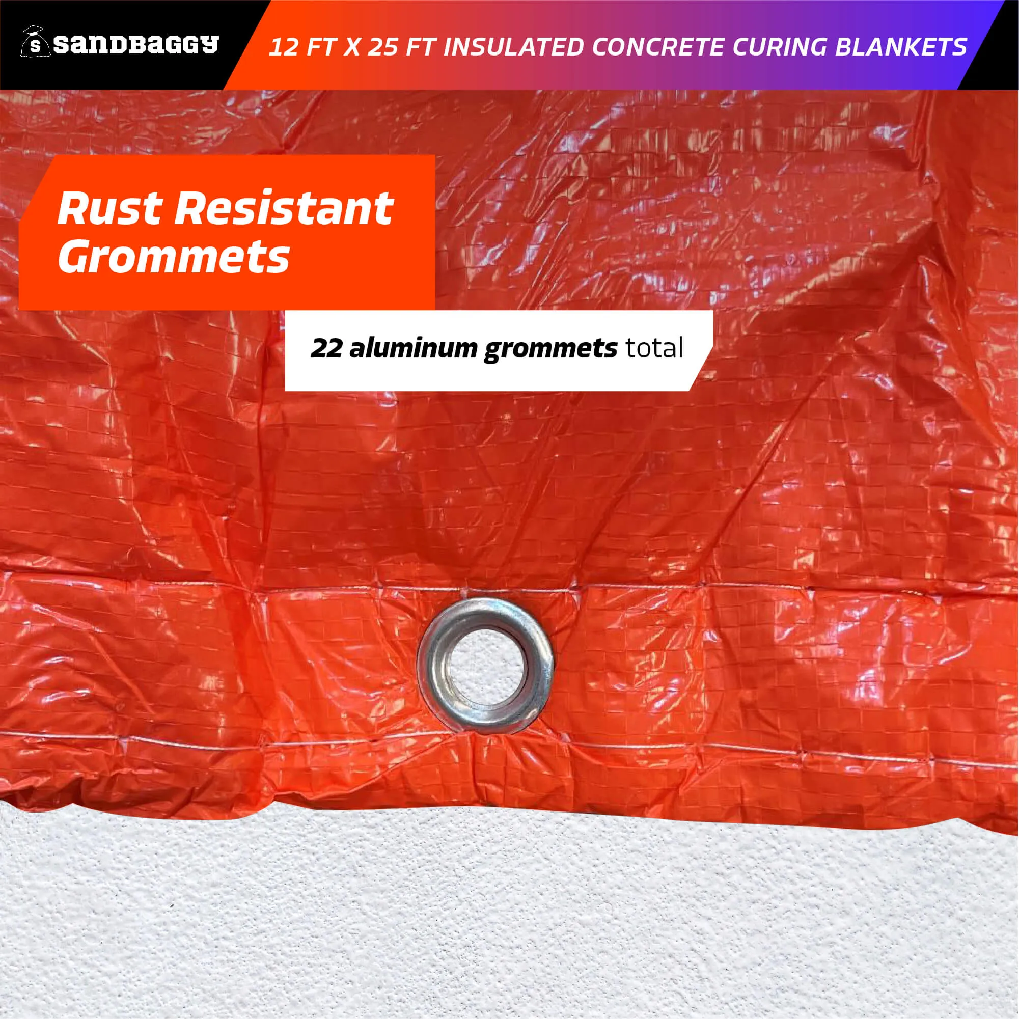12 ft x 25 ft Insulated Concrete Curing Blankets - Weatherproof Cement Tarp