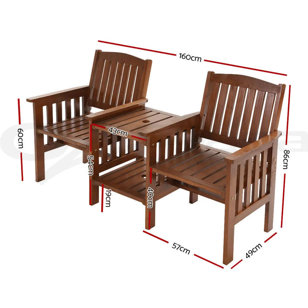 2 Seater Outdoor Setting - Wooden Swing Chair with Table