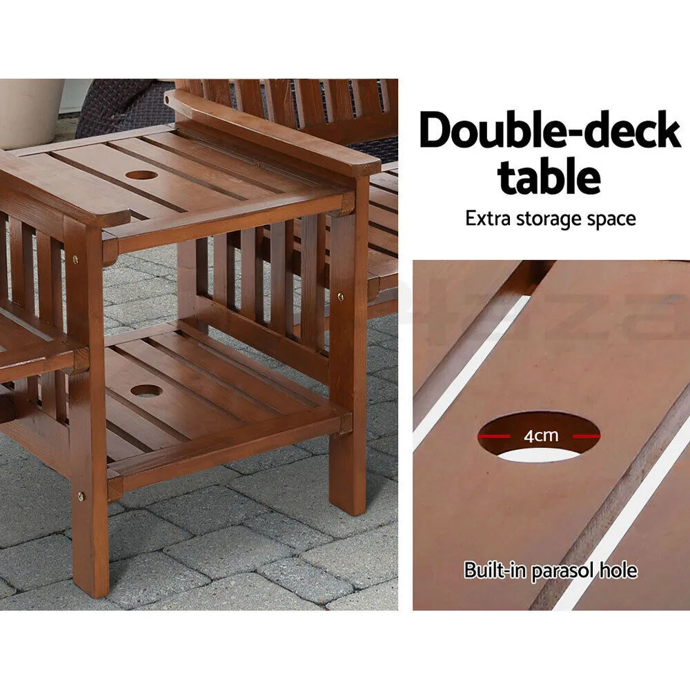 2 Seater Outdoor Setting - Wooden Swing Chair with Table