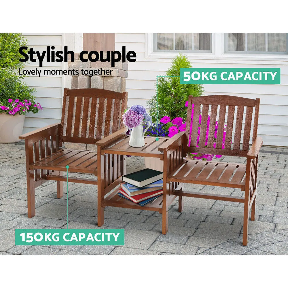 2 Seater Outdoor Setting - Wooden Swing Chair with Table