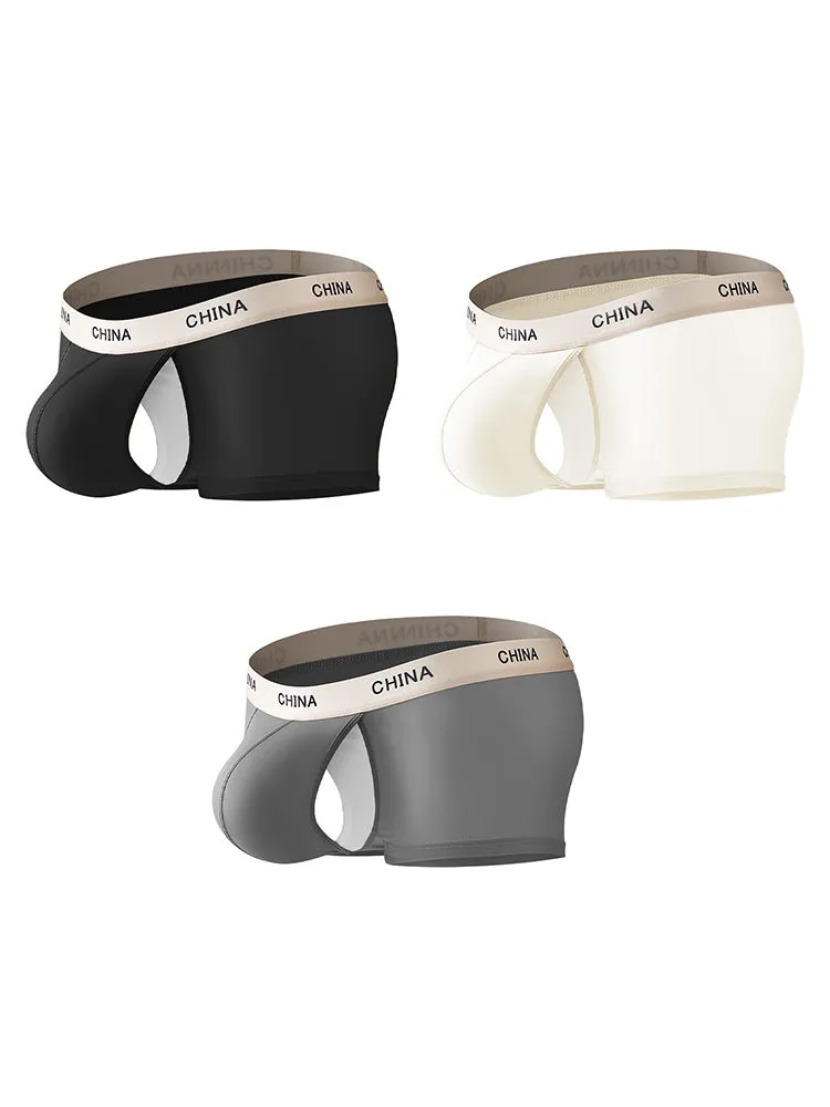 3 Pack Men's Ice Silk Bare-Sensation Breathable Lightweight Separating Trunks