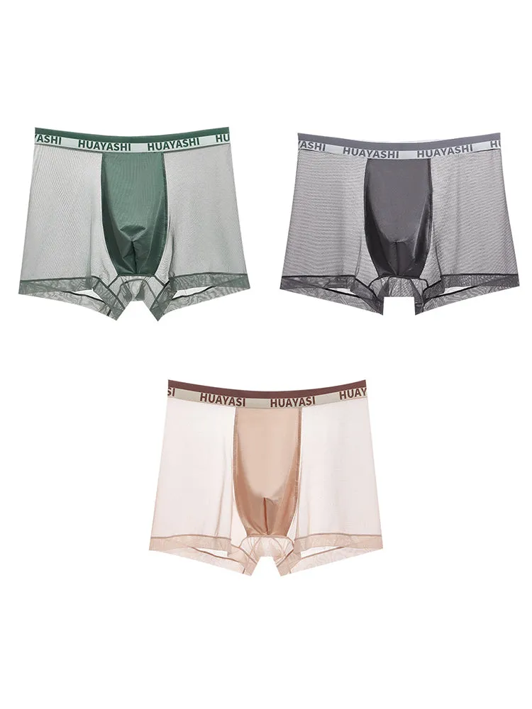 3 Pack Men's Ice Silk Seamless Breathable Quick-Drying Trunks