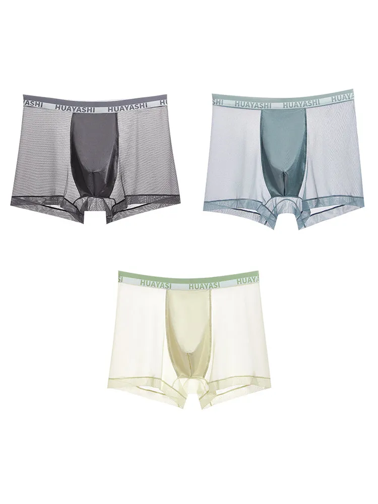 3 Pack Men's Ice Silk Seamless Breathable Quick-Drying Trunks