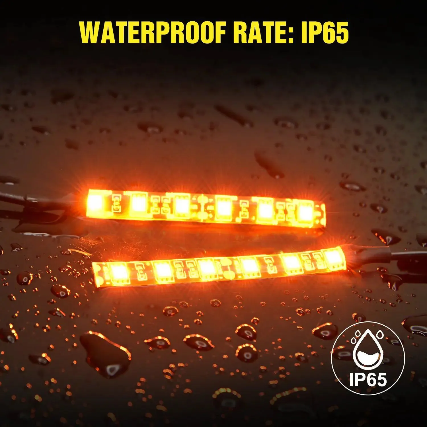 3.5 Inch 6-5050-SMD Amber LED Light Strip 2PCS
