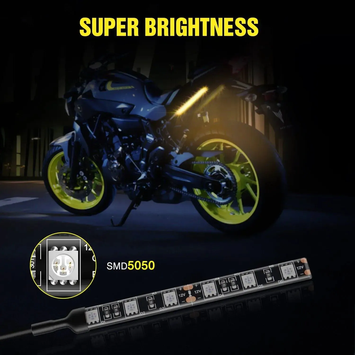 3.5 Inch 6-5050-SMD Amber LED Light Strip 2PCS