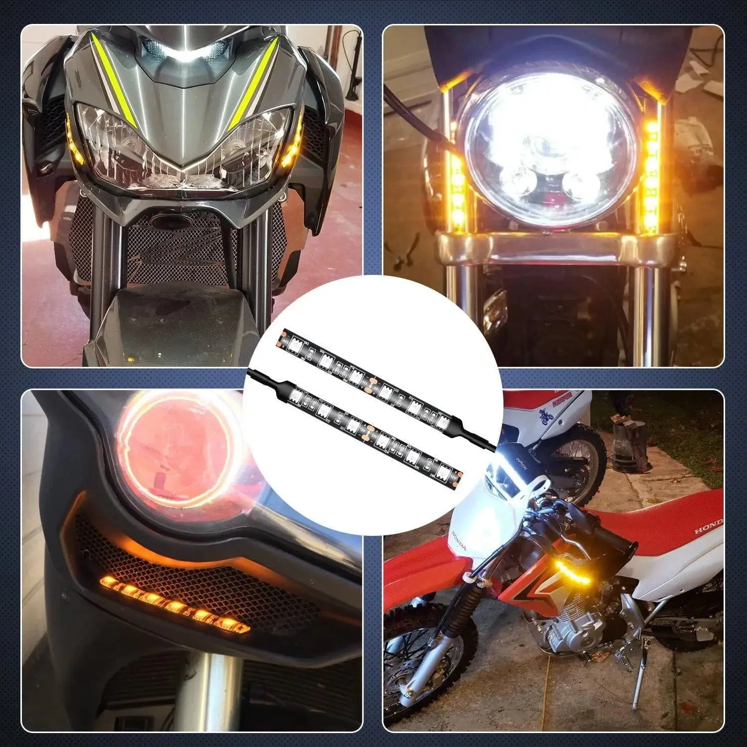 3.5 Inch 6-5050-SMD Amber LED Light Strip 2PCS
