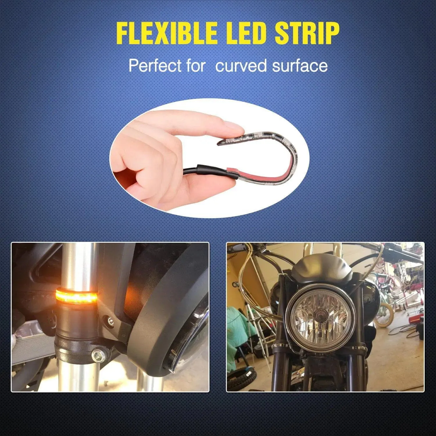 3.5 Inch 6-5050-SMD Amber LED Light Strip 2PCS