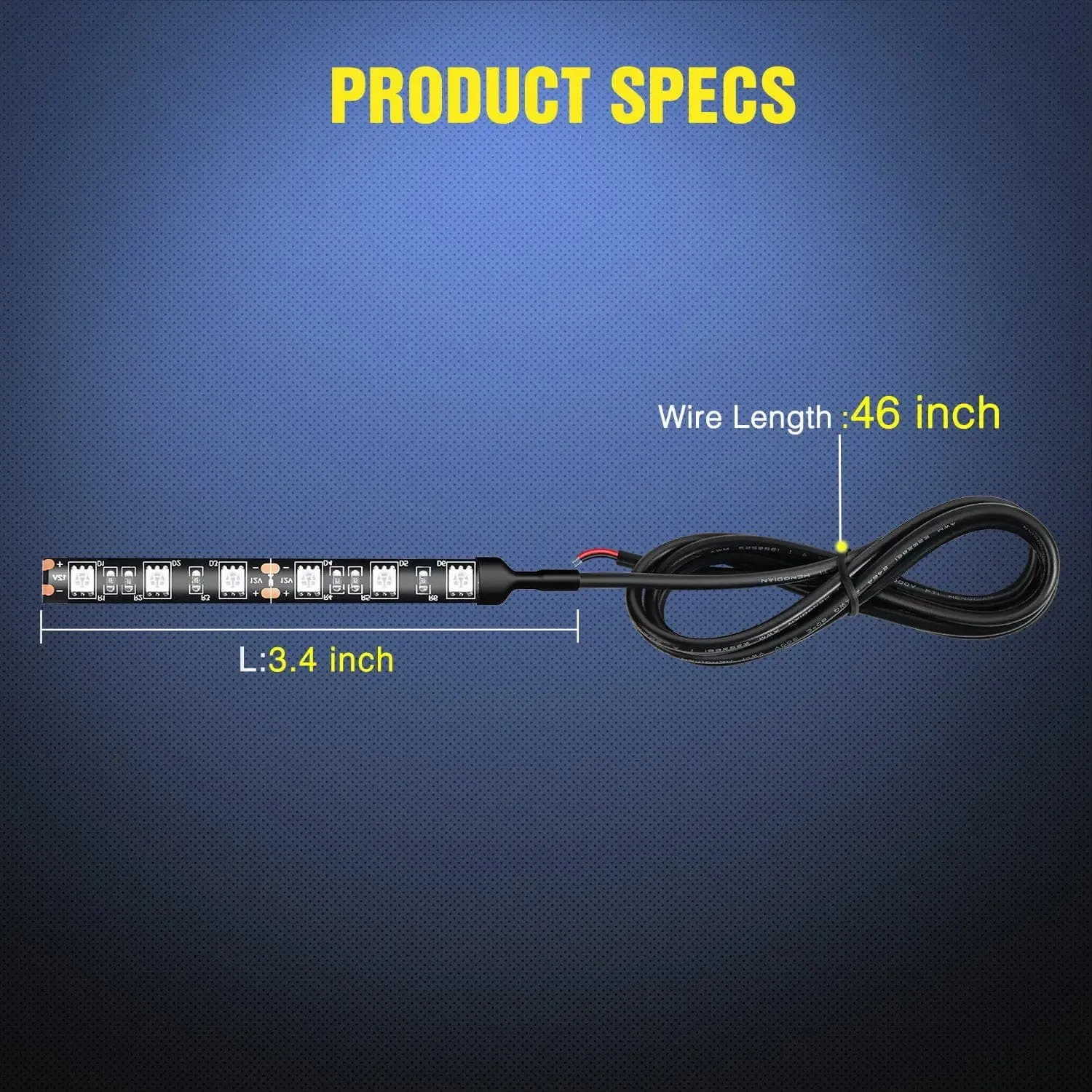 3.5 Inch 6-5050-SMD Amber LED Light Strip 2PCS
