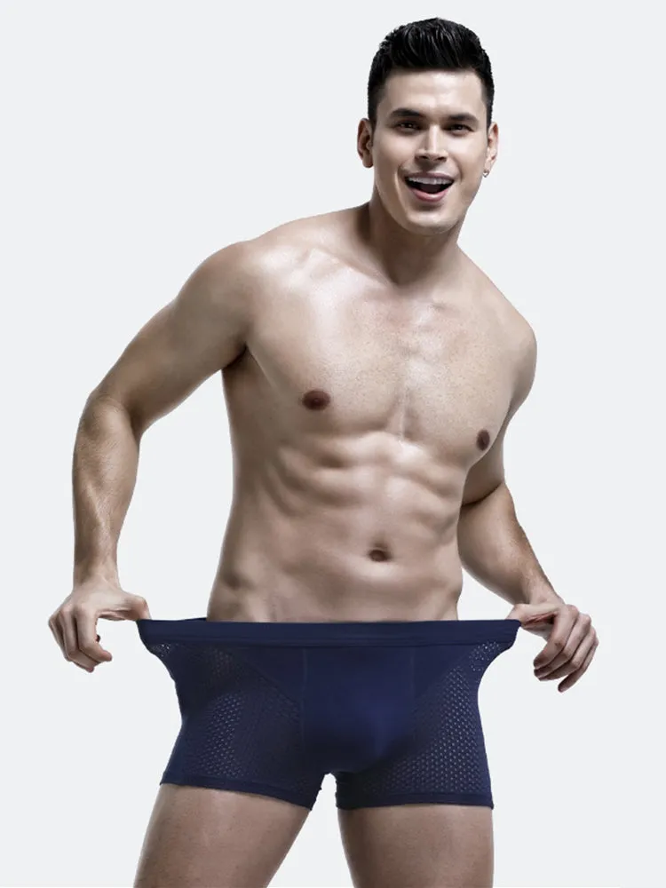 4 Pack Mens Ice Silk Cooling Mesh Trunks