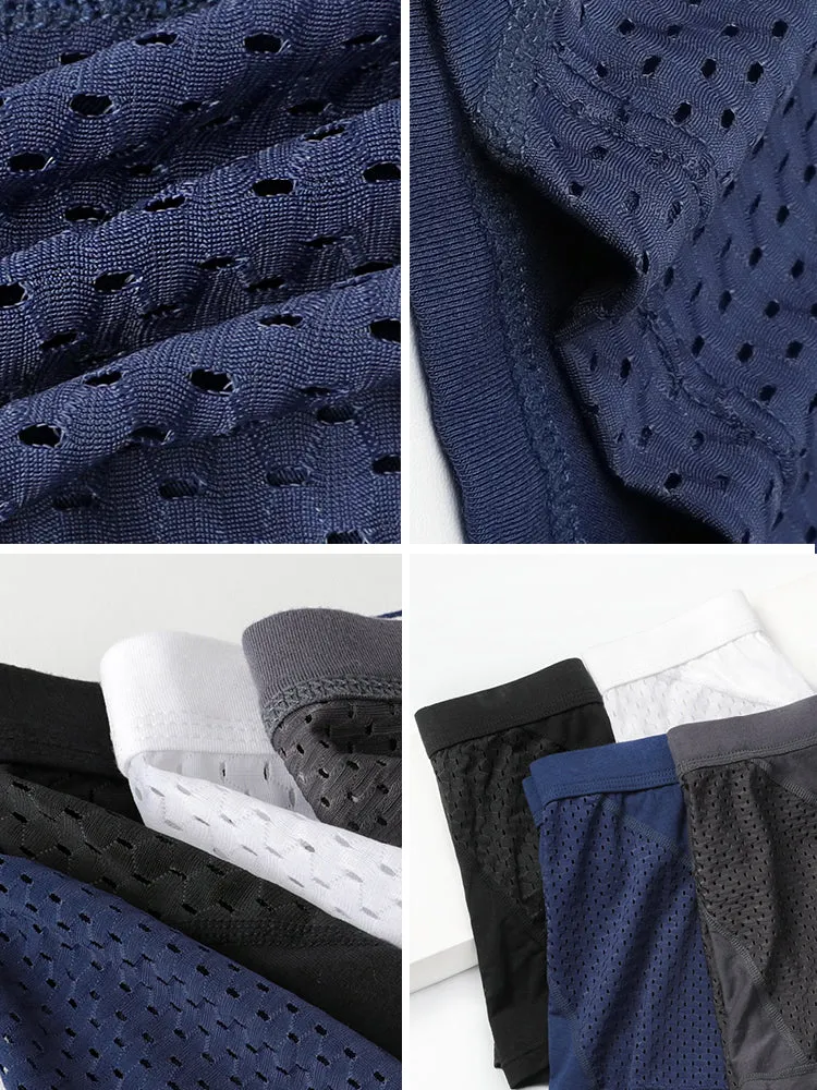 4 Pack Mens Ice Silk Cooling Mesh Trunks