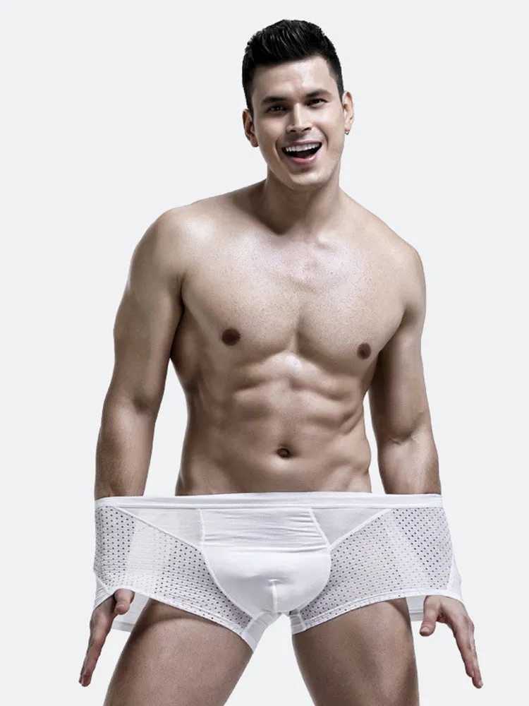 4 Pack Mens Ice Silk Cooling Mesh Trunks