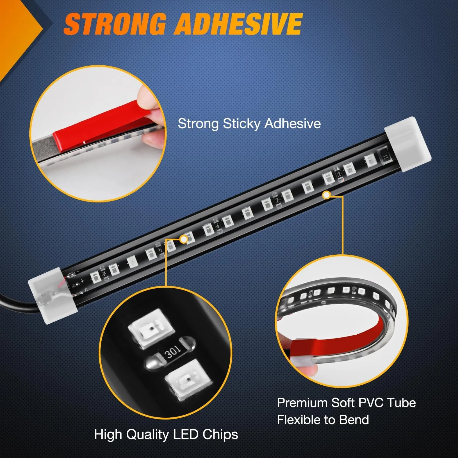 5 Inch 15Leds Amber Light Strip 2PCS
