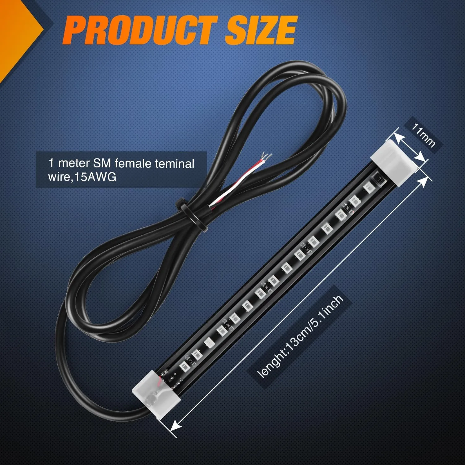 5 Inch 15Leds Amber Light Strip 2PCS