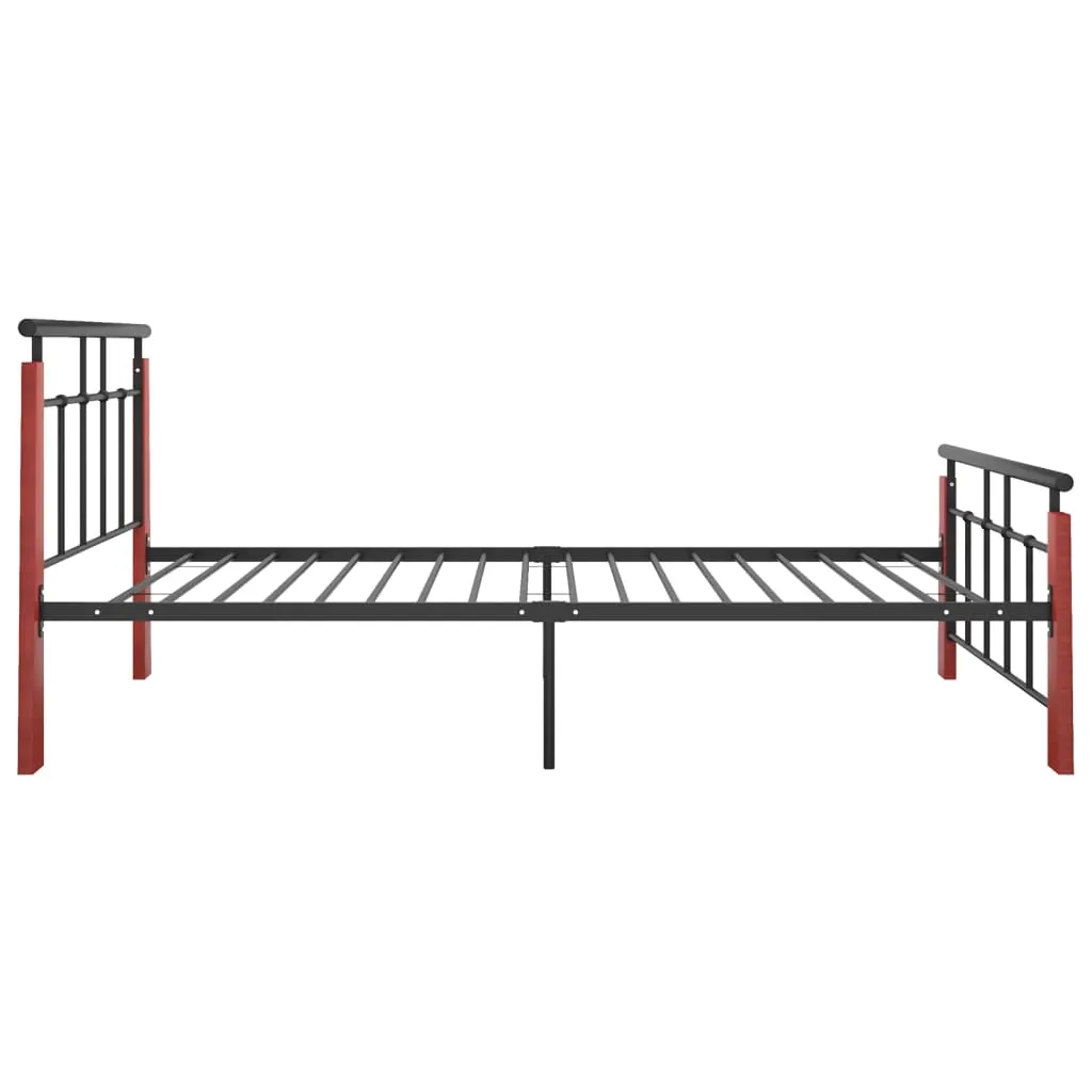 Bed Frame Metal and Solid Oak Wood 100x200 cm