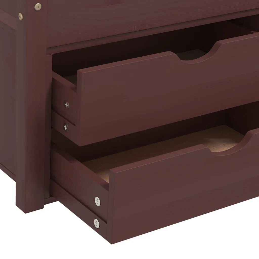 Bed Frame with Drawers&Cabinet Dark Brown Pinewood 90x200 cm