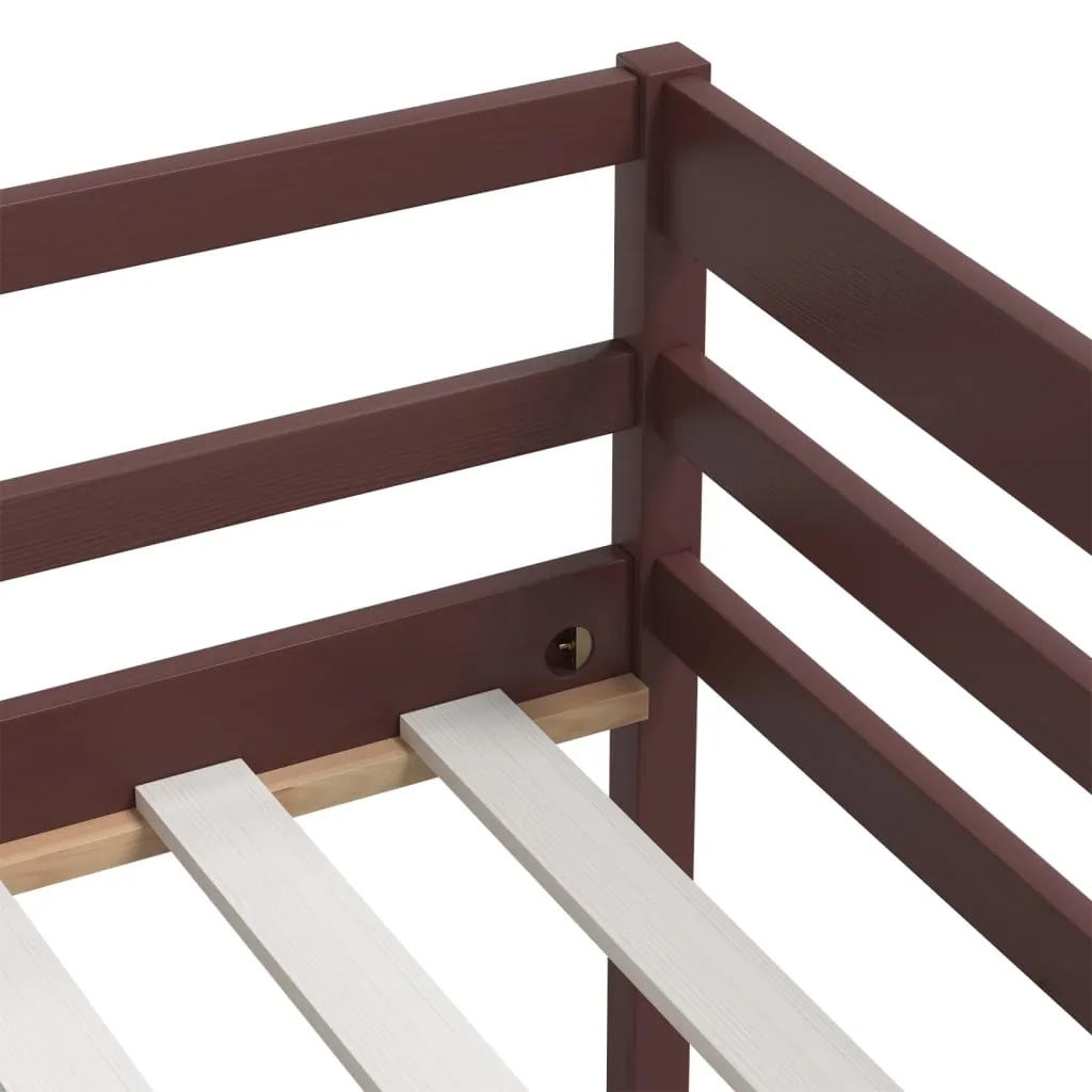 Bed Frame with Drawers&Cabinet Dark Brown Pinewood 90x200 cm