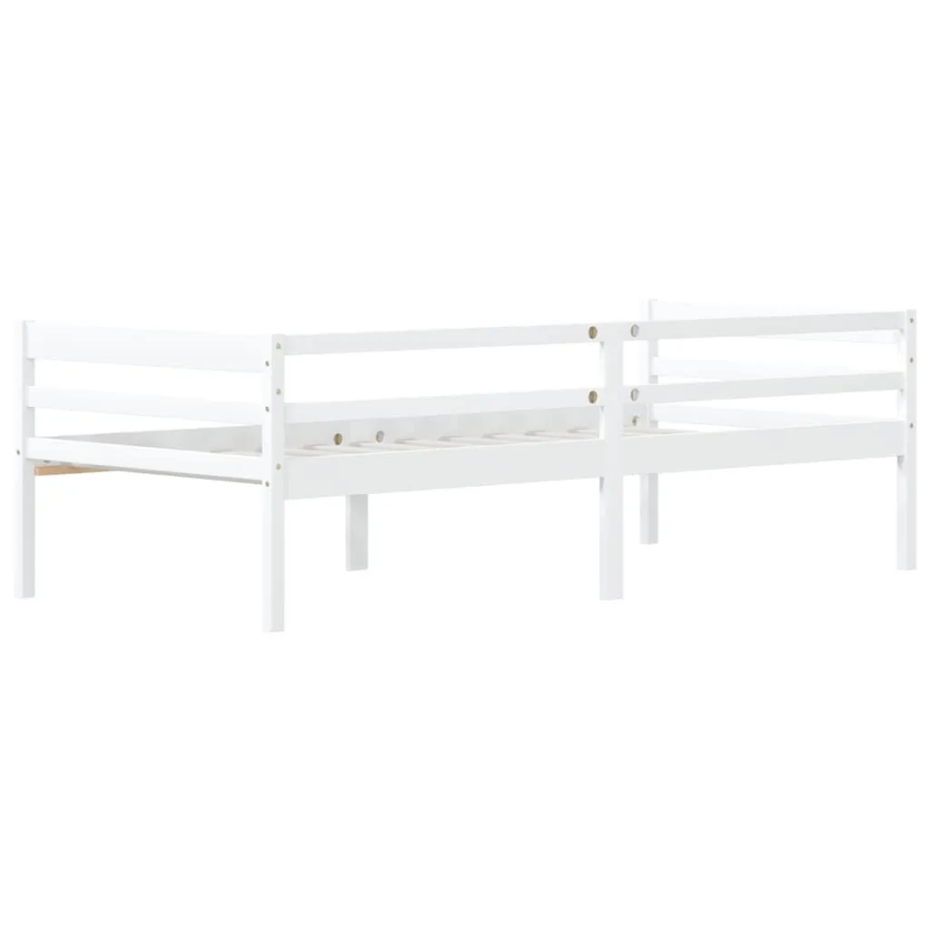 Bed Frame without Mattress White Solid Pinewood 90x200 cm