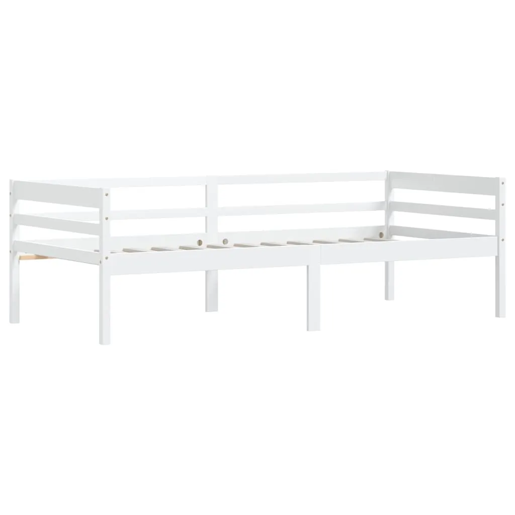 Bed Frame without Mattress White Solid Pinewood 90x200 cm