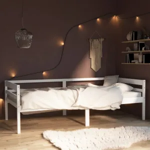 Bed Frame without Mattress White Solid Pinewood 90x200 cm