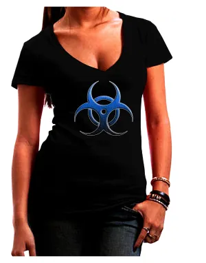 Biohazard Symbol Blue Stone - Apocalypse Juniors V-Neck Dark T-Shirt