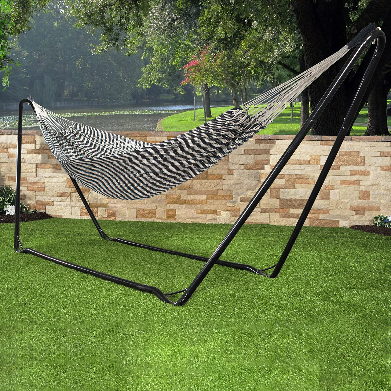 Brazilian Style Rope Hammock w/ Hanging Hardware | 34-in. Wide | 350 Lb. Capacity