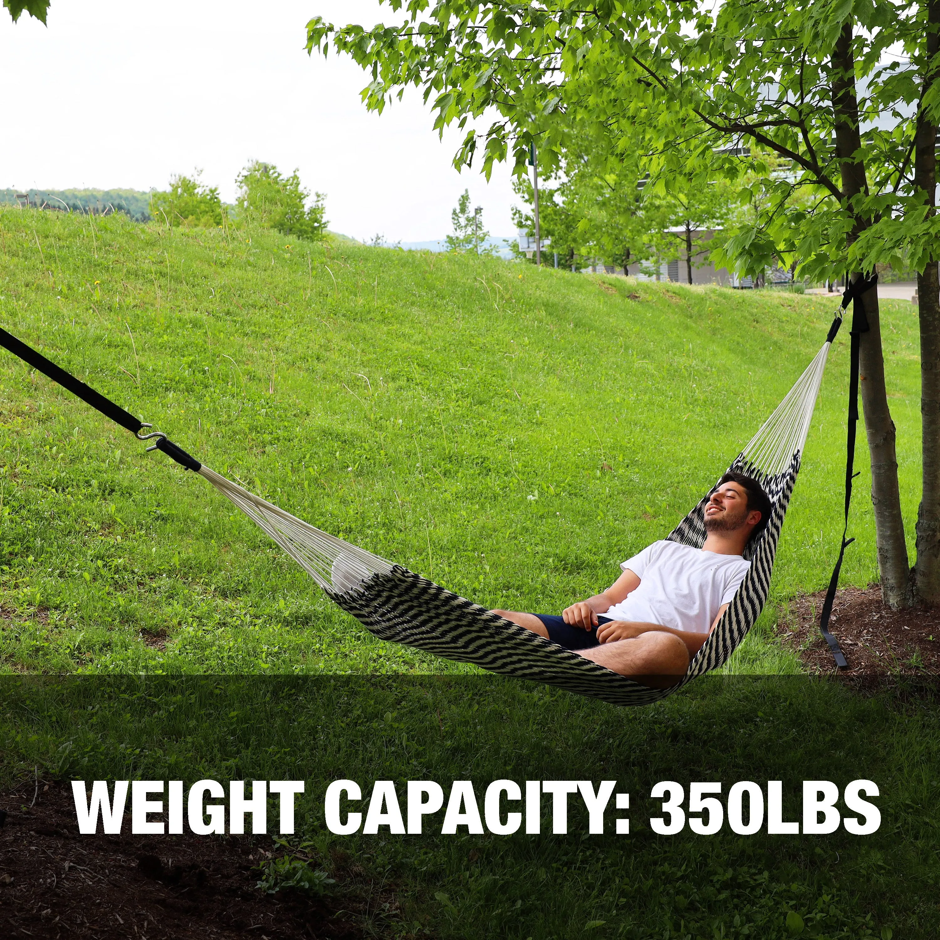 Brazilian Style Rope Hammock w/ Hanging Hardware | 34-in. Wide | 350 Lb. Capacity
