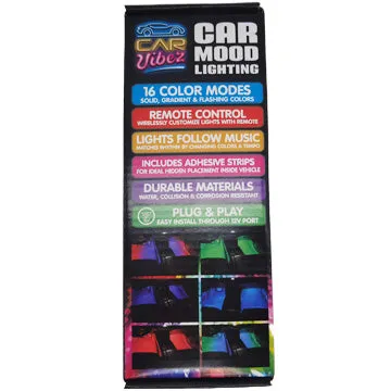 Car Mood Lighting with Remote Control - 6 Pieces Per Retail Ready Display 23307
