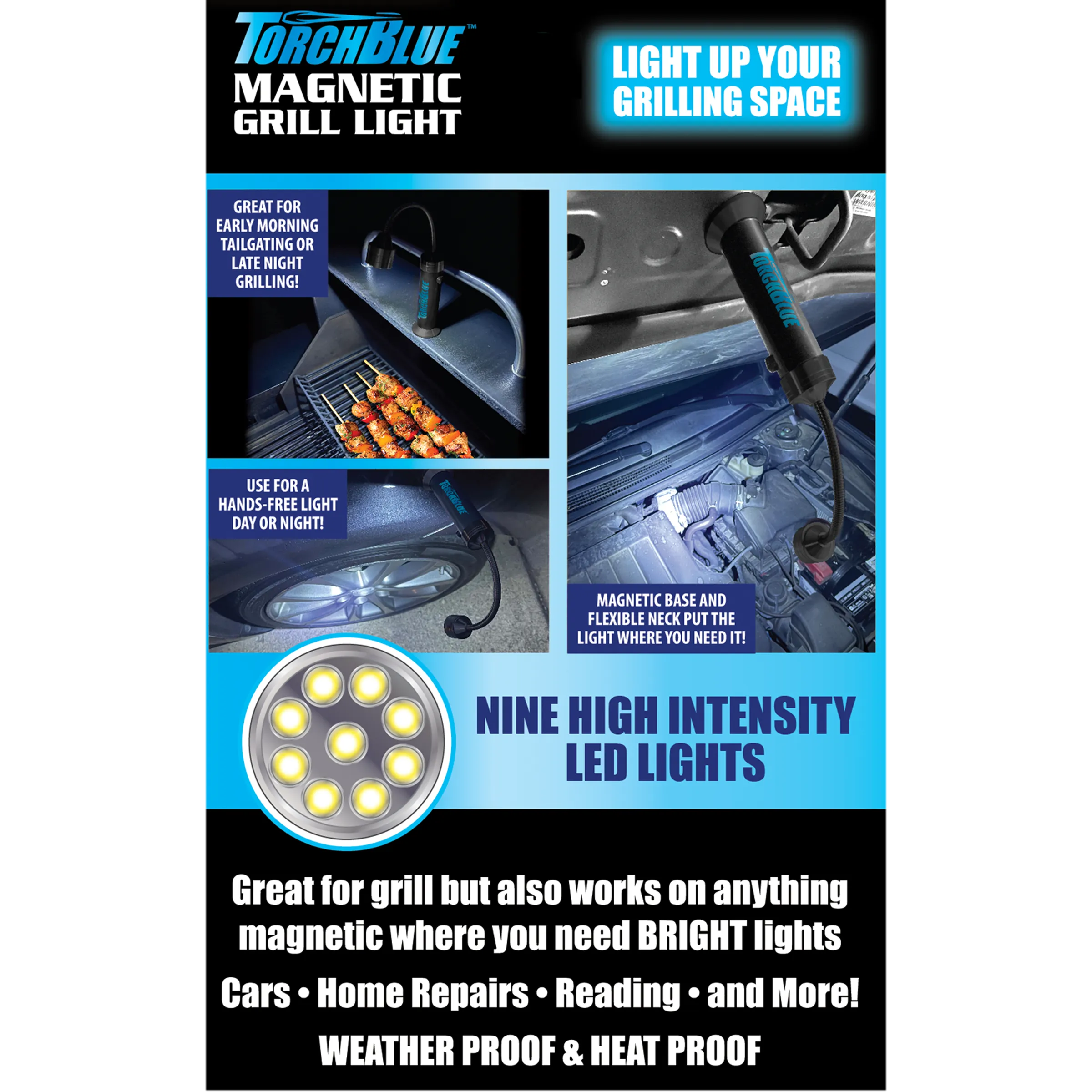 Grill LED Flashlight Matte Finish with Magnetic Stand - 6 Pieces Per Retail Ready Display 24969