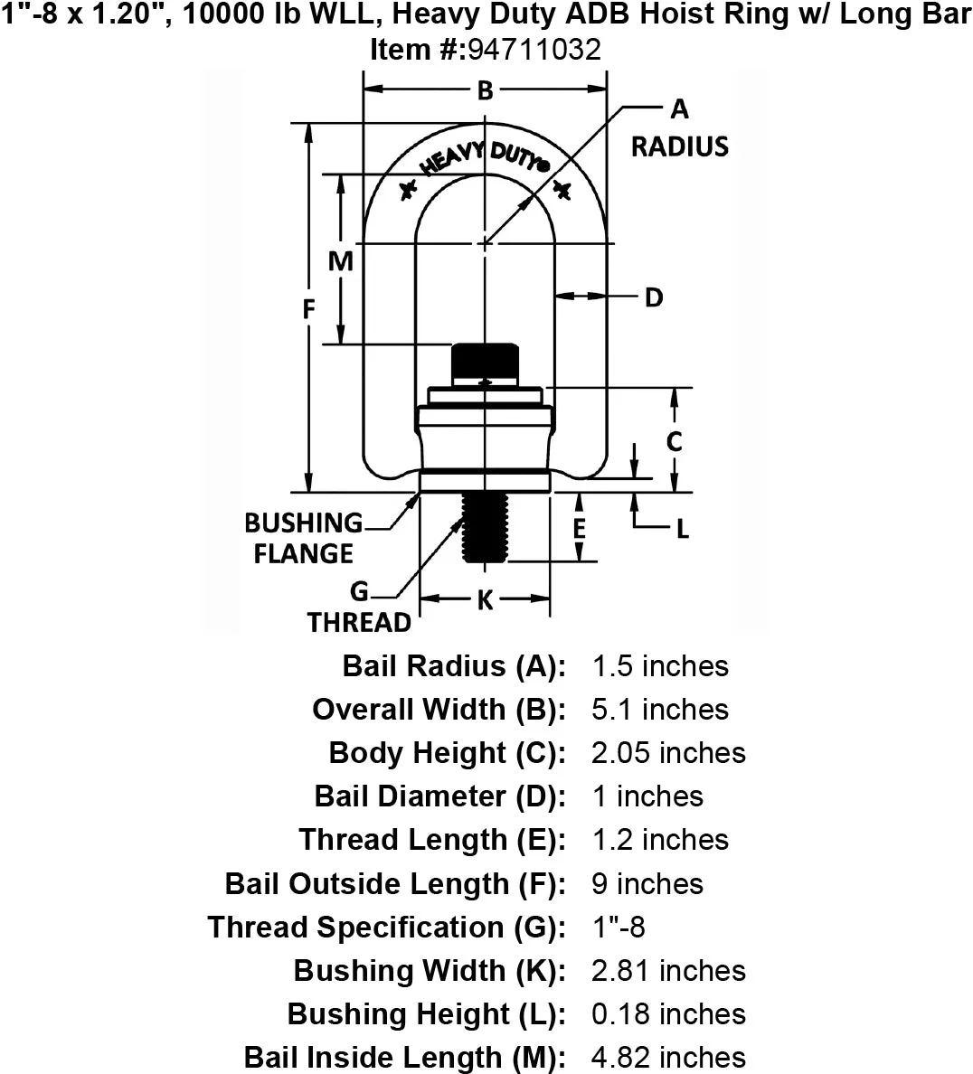 Heavy Duty Long Bar Swivel Hoist Rings