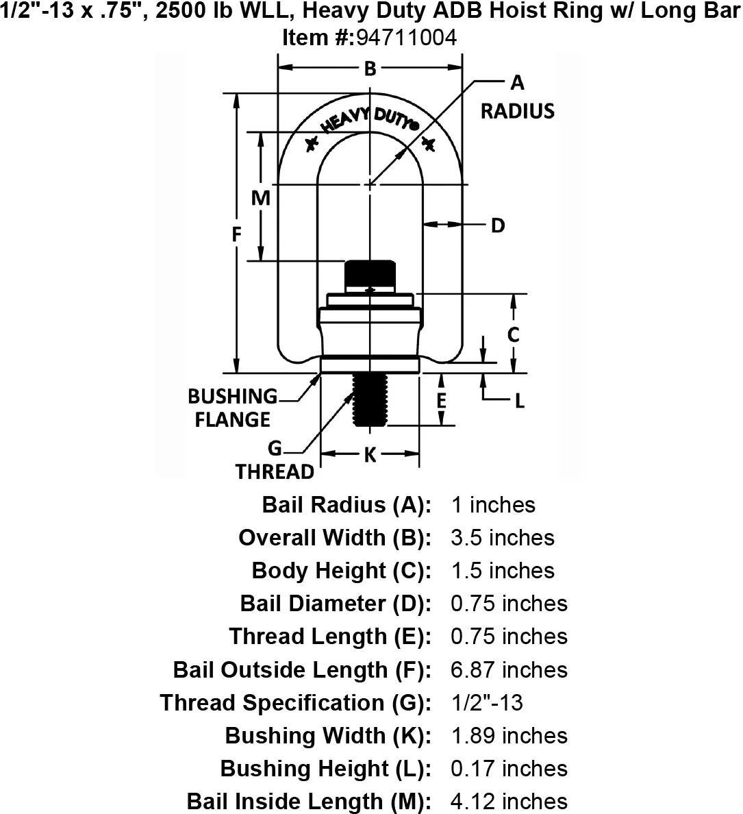 Heavy Duty Long Bar Swivel Hoist Rings