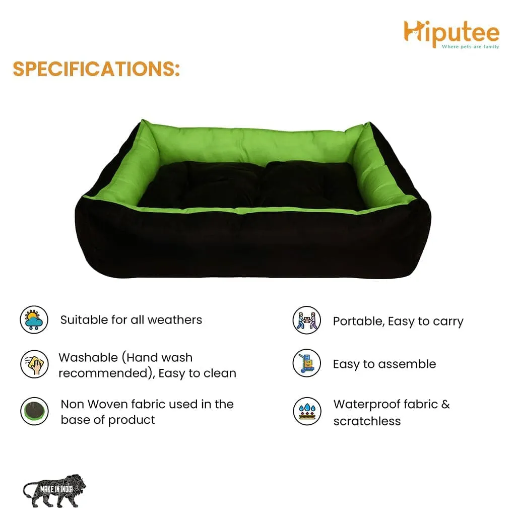Hiputee Premium Waterproof Reversible Washable Bed for Dogs and Cats (Green & Black)