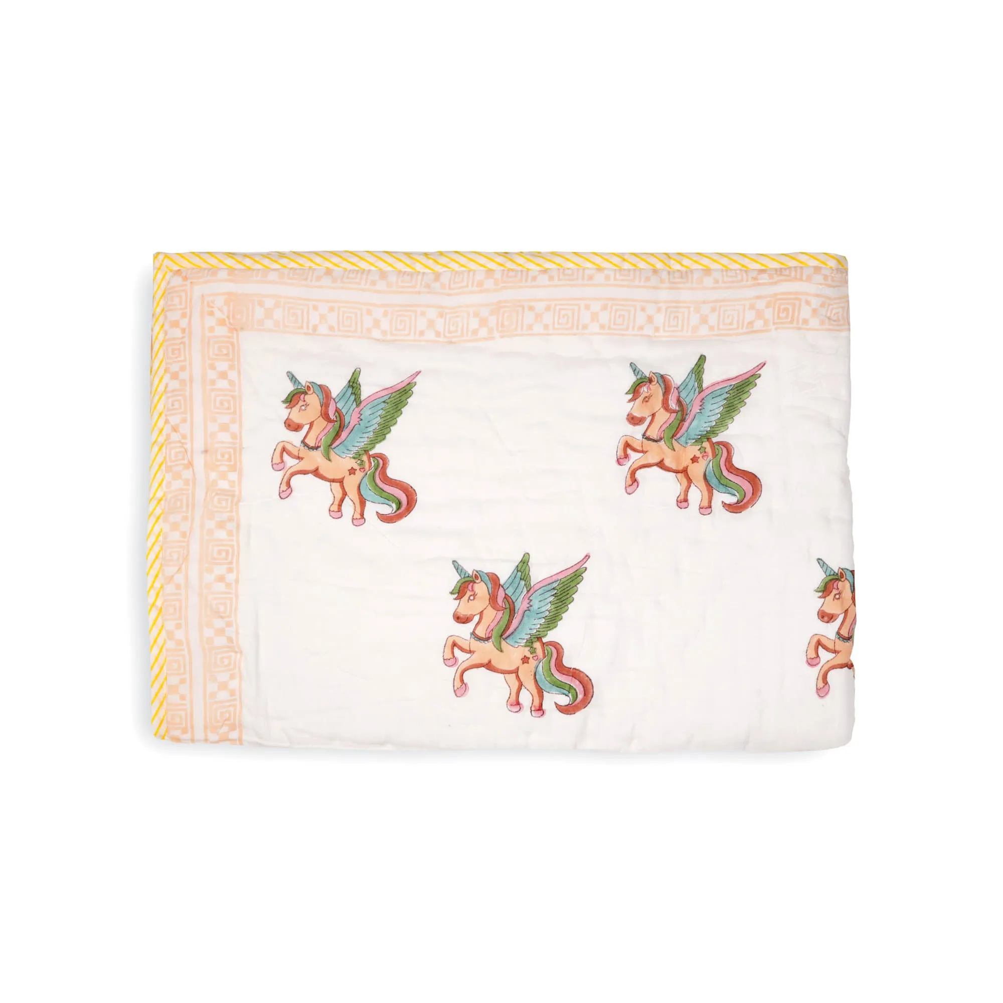 Kicks and Crawl - Flying Unicorn Quilted Thick Blanket