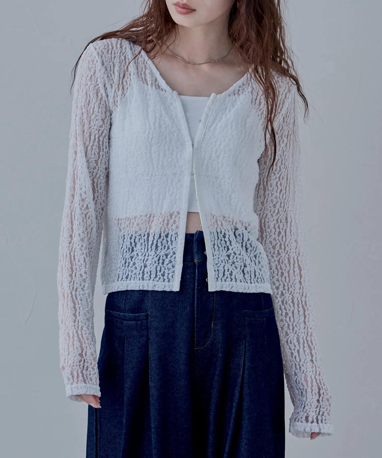 Lace compact cardigan