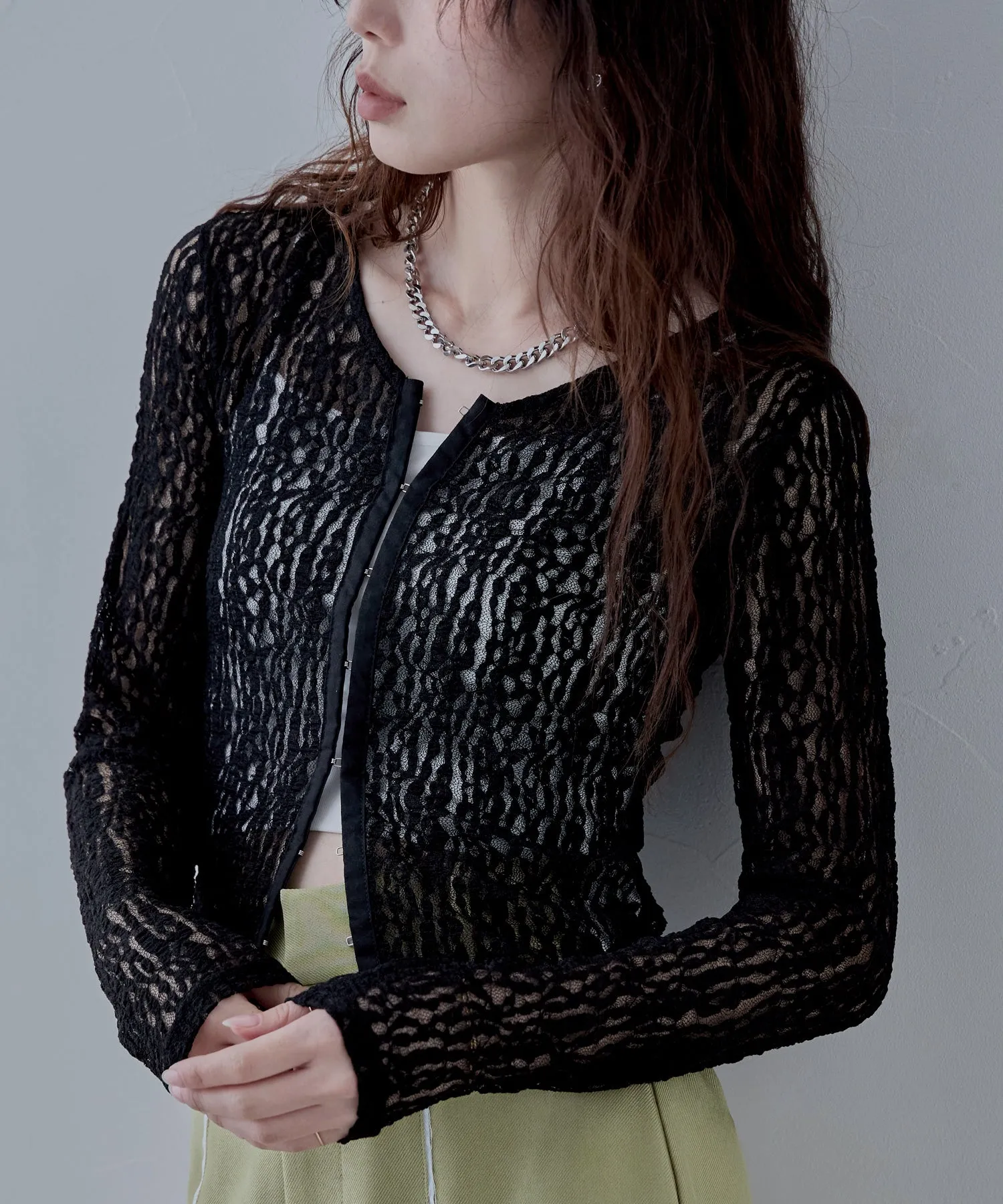 Lace compact cardigan