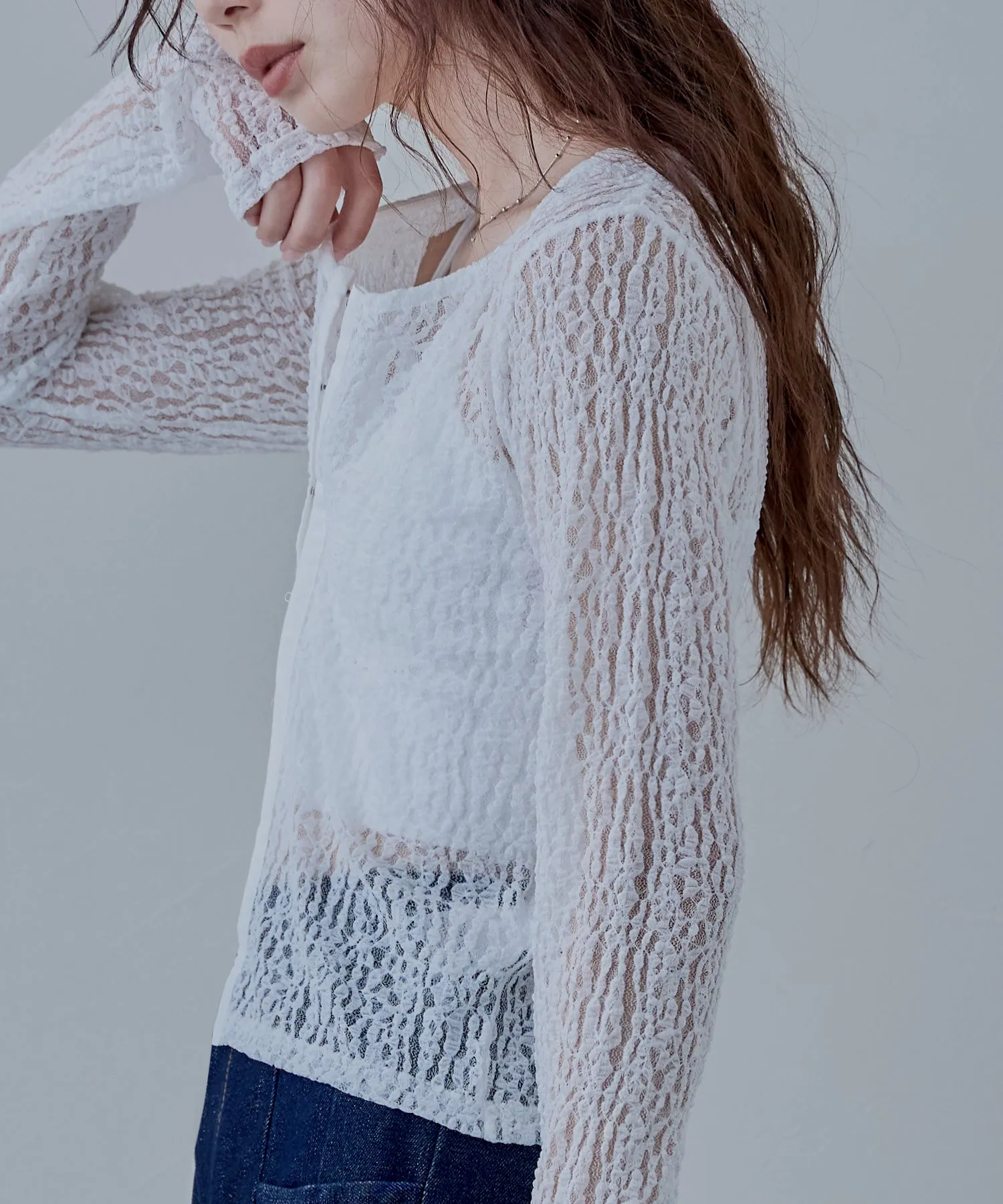 Lace compact cardigan