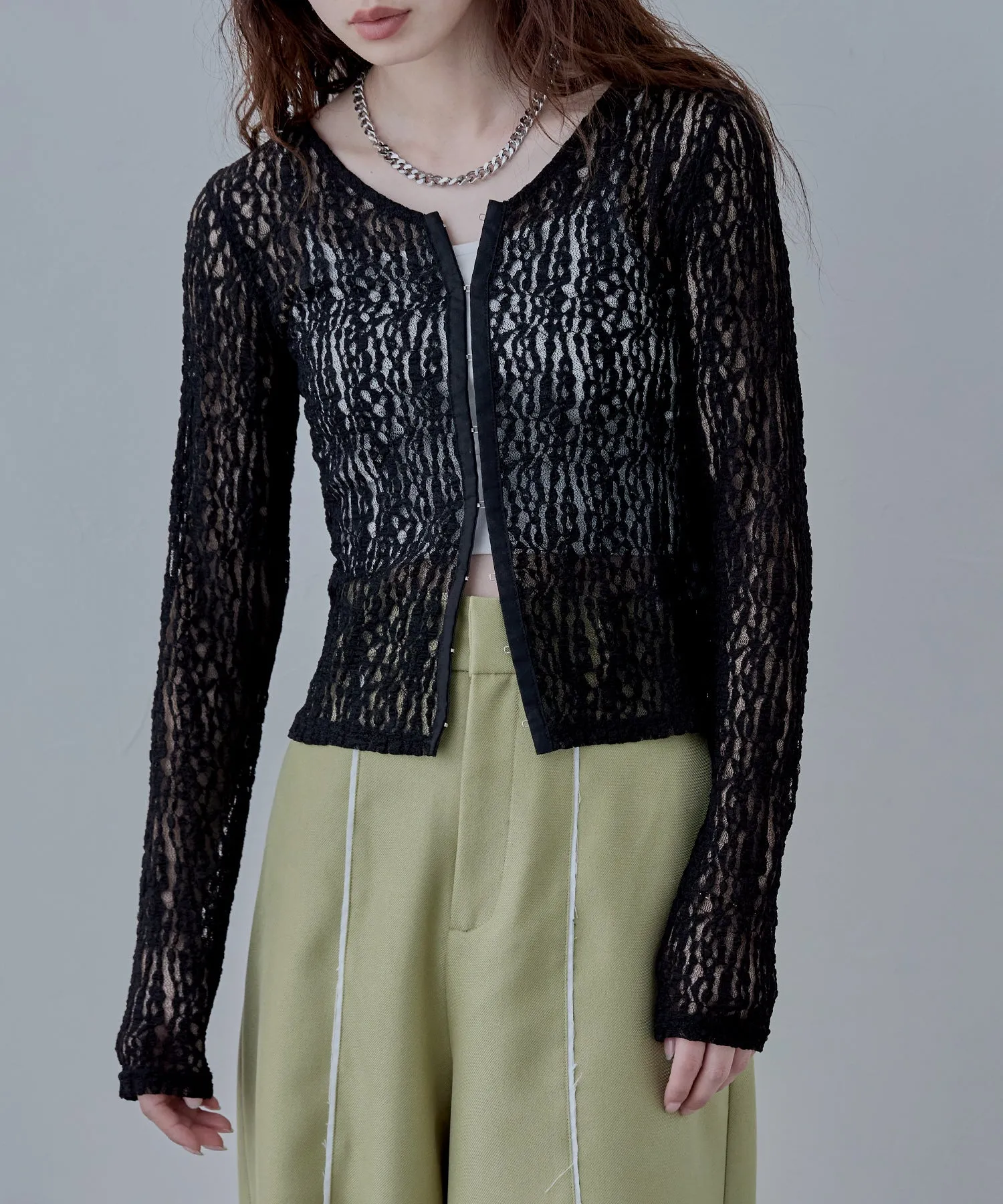 Lace compact cardigan