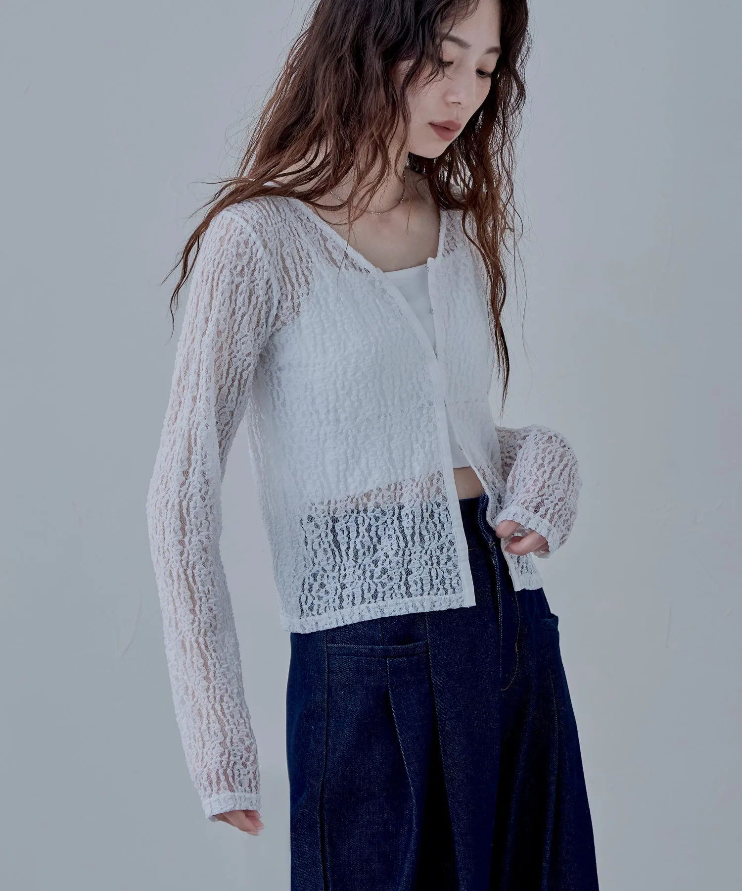 Lace compact cardigan