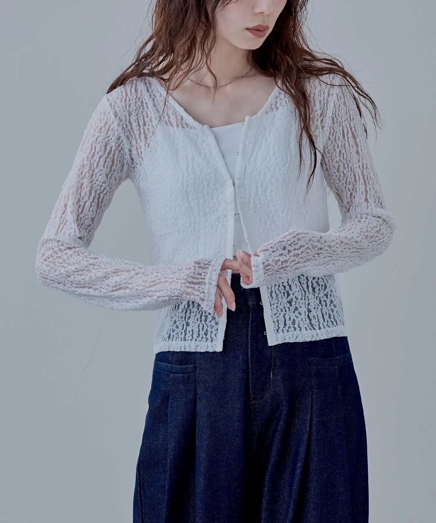 Lace compact cardigan