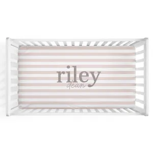 Latte Stripes Personalized Crib Sheet