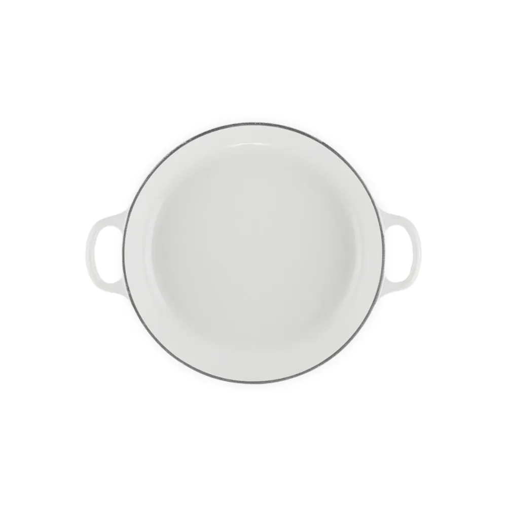Le Creuset Cast Iron Petal Shallow Casserole White 26cm