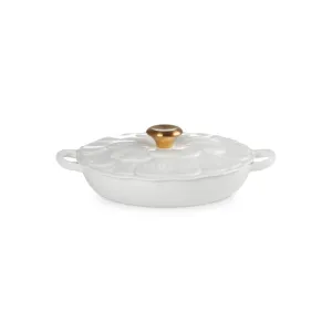 Le Creuset Cast Iron Petal Shallow Casserole White 26cm